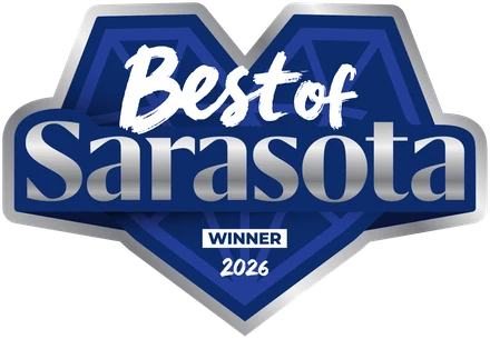 Best of Sarasota 2026 winner badge, Best Chiropractor, Silver